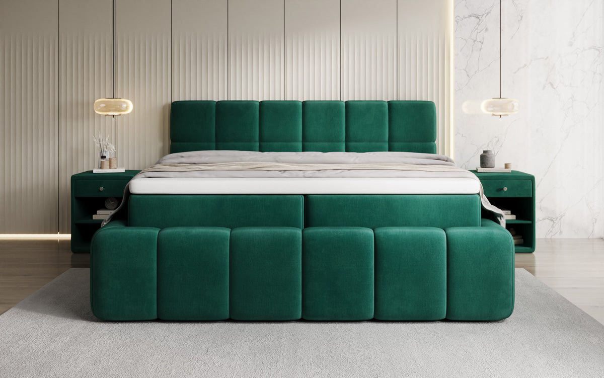 Boxspringbed Bombo met opbergruimte in Fluweel