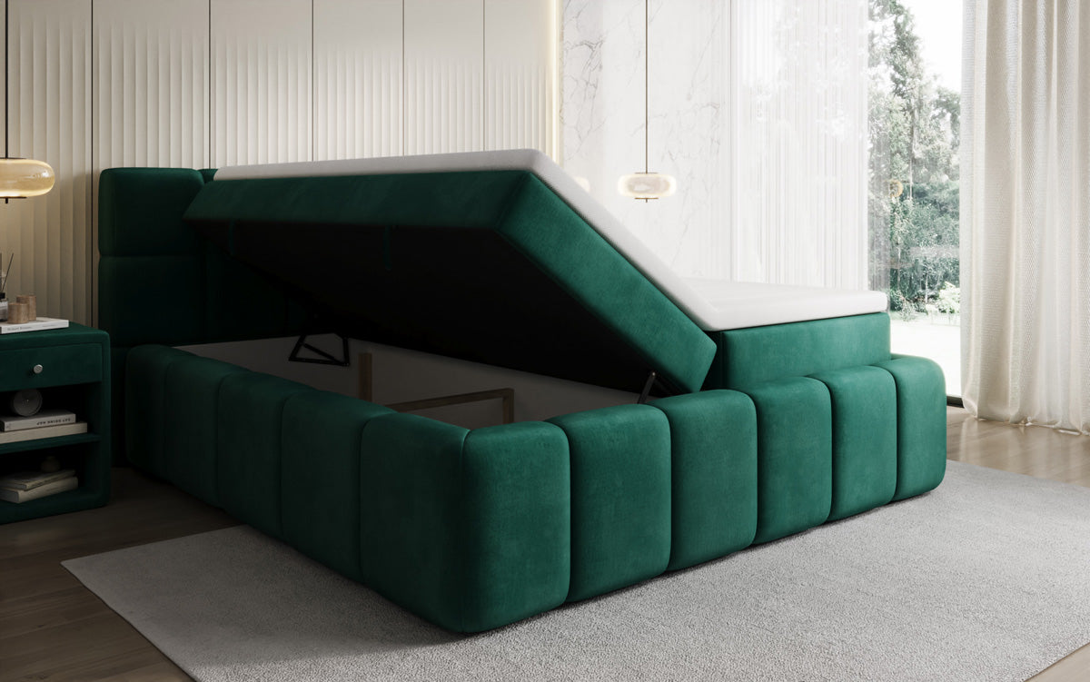 Boxspringbed Bombo met opbergruimte in Fluweel