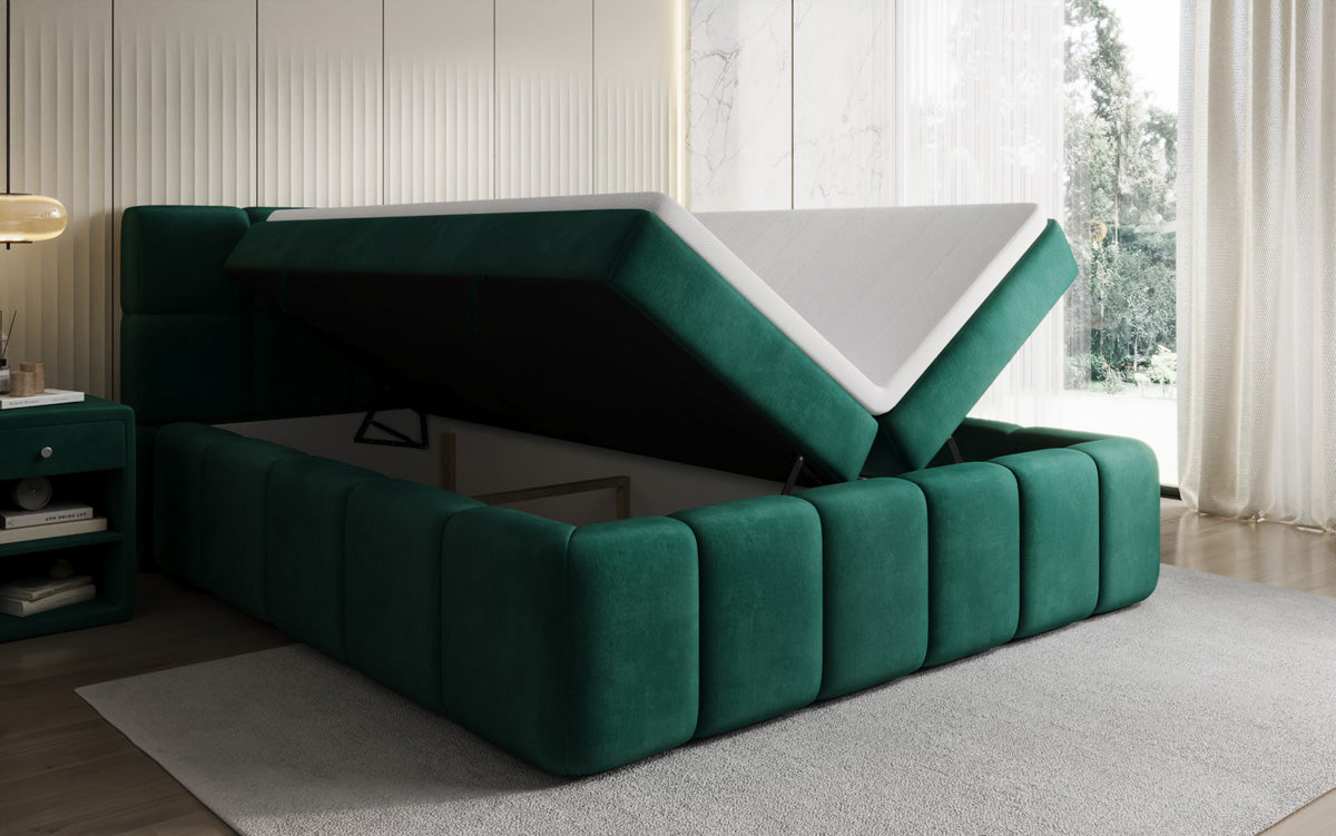 Boxspringbed Bombo met opbergruimte in Fluweel