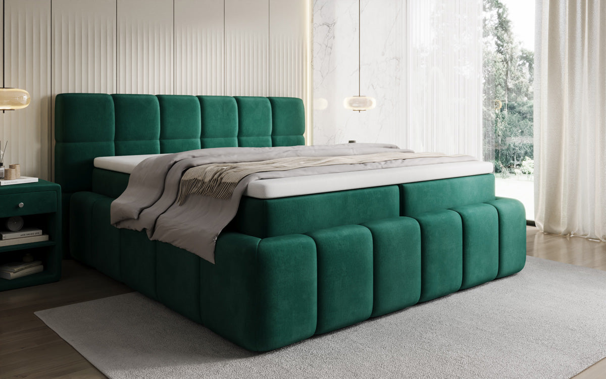 Boxspringbed Bombo met opbergruimte in Fluweel