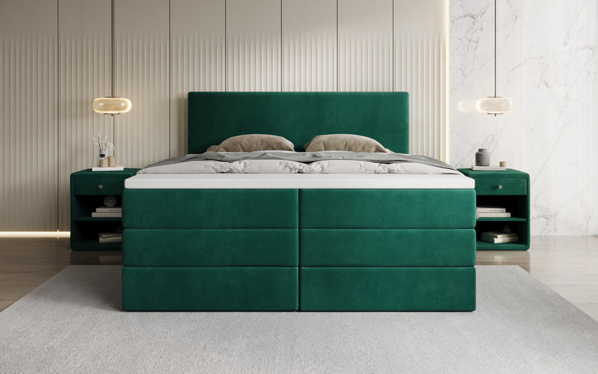 Boxspringbed Kubo King met opbergruimte in Fluweel