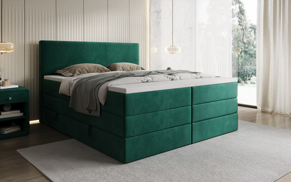 Boxspringbed Kubo King met opbergruimte in Fluweel