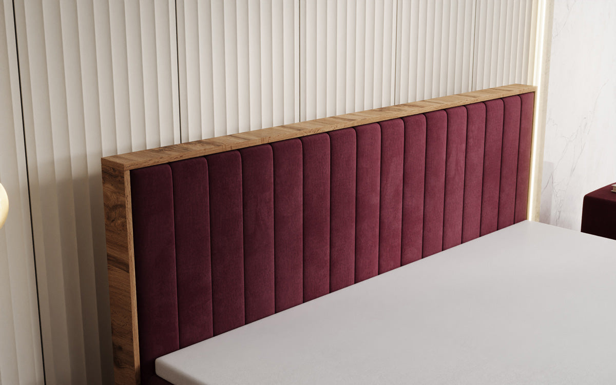 Boxspringbed Timber Line met opbergruimte in Fluweel
