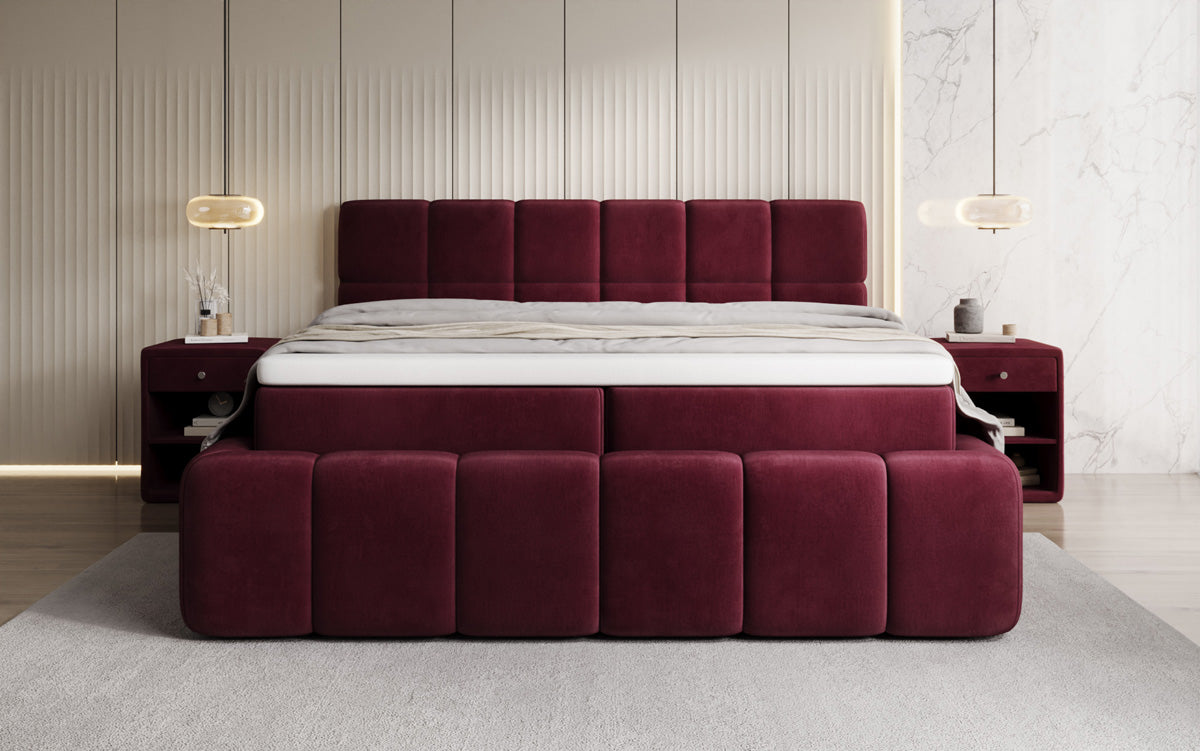 Boxspringbed Bombo met opbergruimte in Fluweel