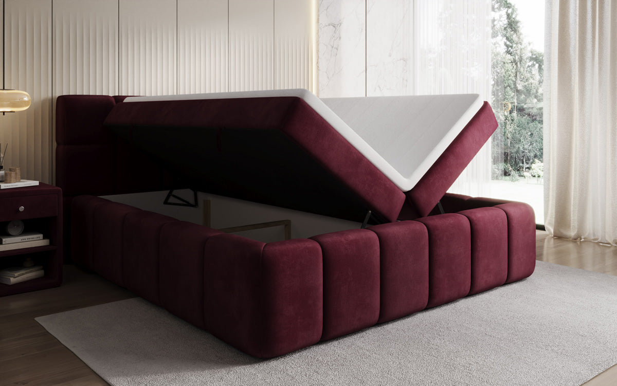 Boxspringbed Bombo met opbergruimte in Fluweel