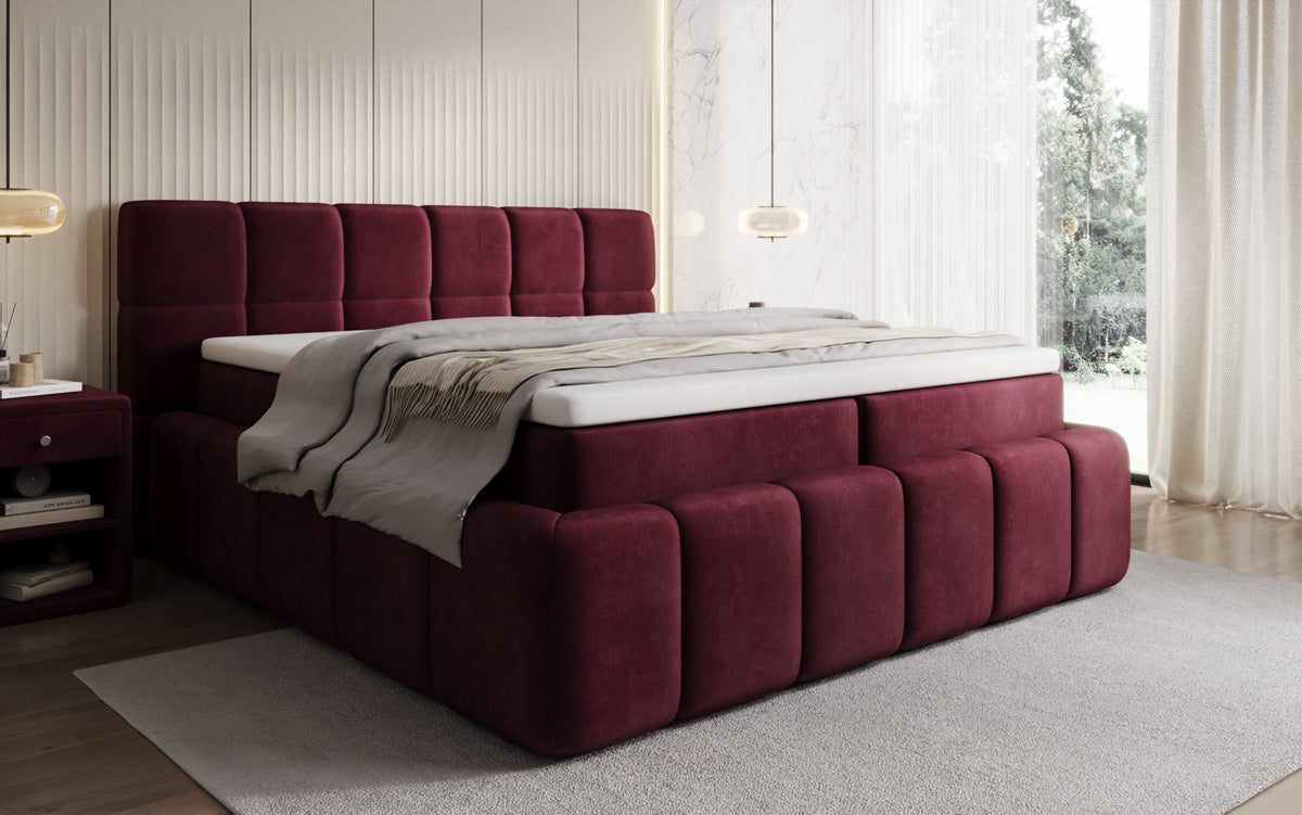 Boxspringbed Bombo met opbergruimte in Fluweel