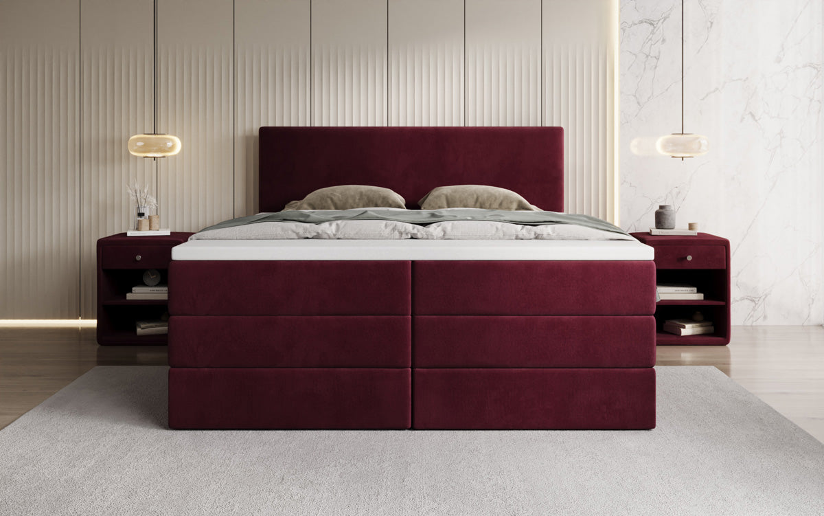 Boxspringbed Kubo King met opbergruimte in Fluweel