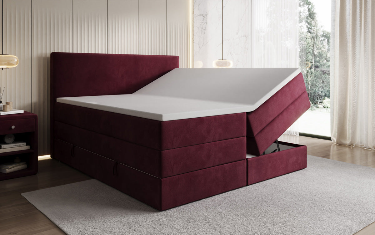 Boxspringbed Kubo King met opbergruimte in Fluweel