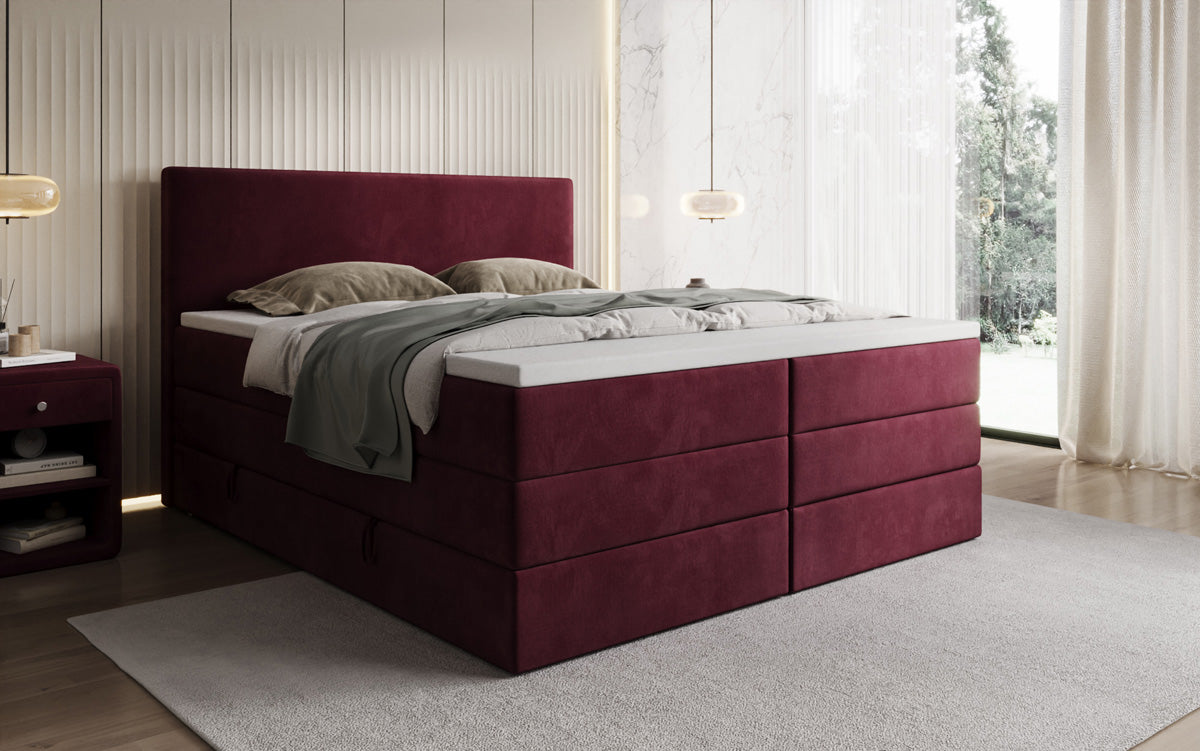 Boxspringbed Kubo King met opbergruimte in Fluweel