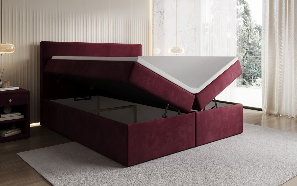 Boxspringbed Kubo met opbergruimte in Fluweel