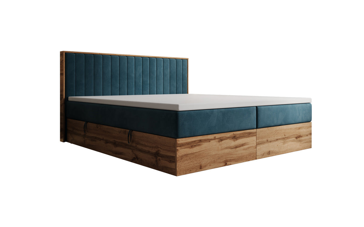 Boxspringbed Timber Line met opbergruimte in Fluweel