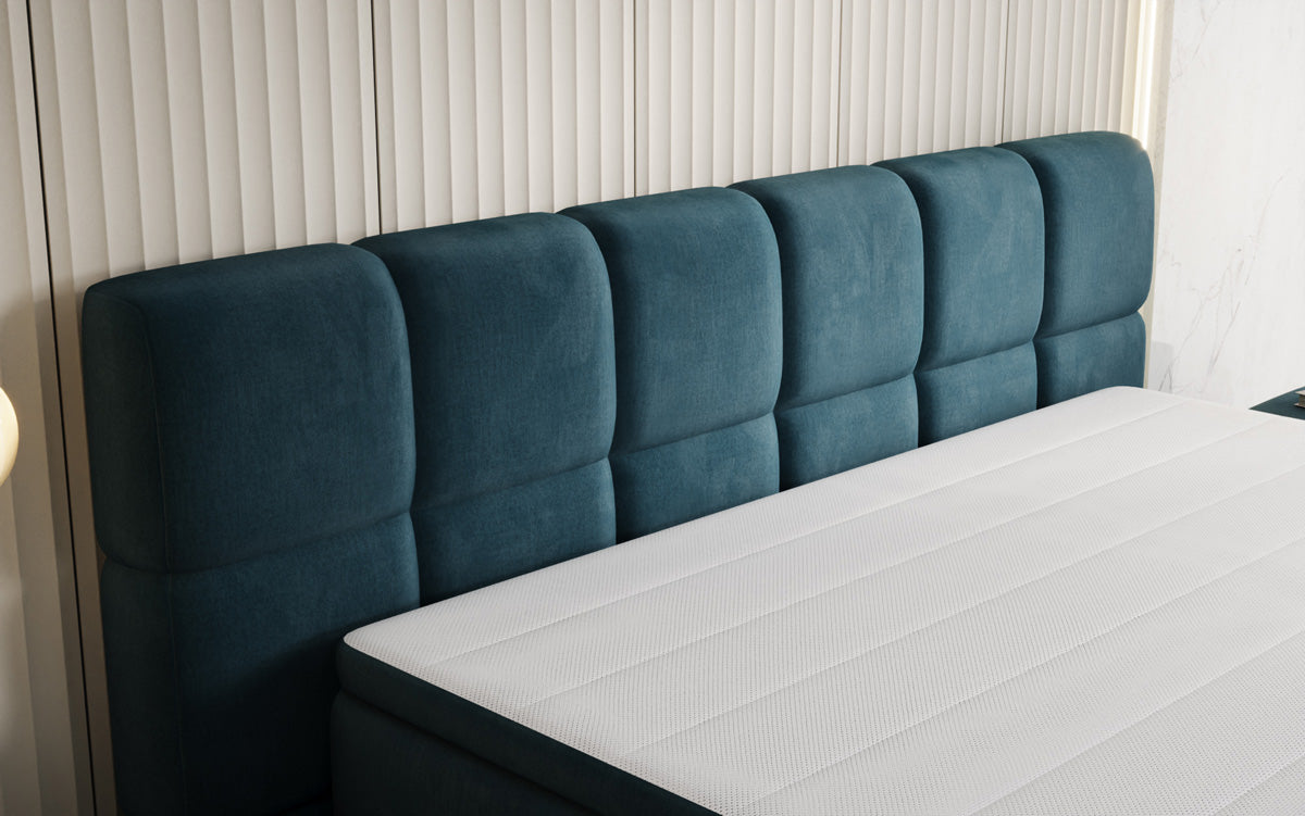 Boxspringbed Bombo met opbergruimte in Fluweel