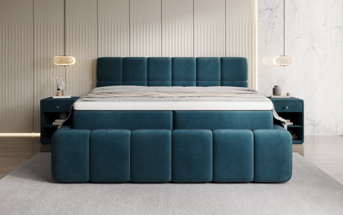 Boxspringbed Bombo met opbergruimte in Fluweel
