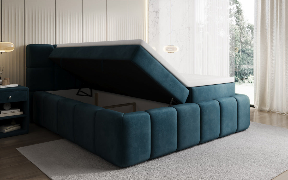Boxspringbed Bombo met opbergruimte in Fluweel