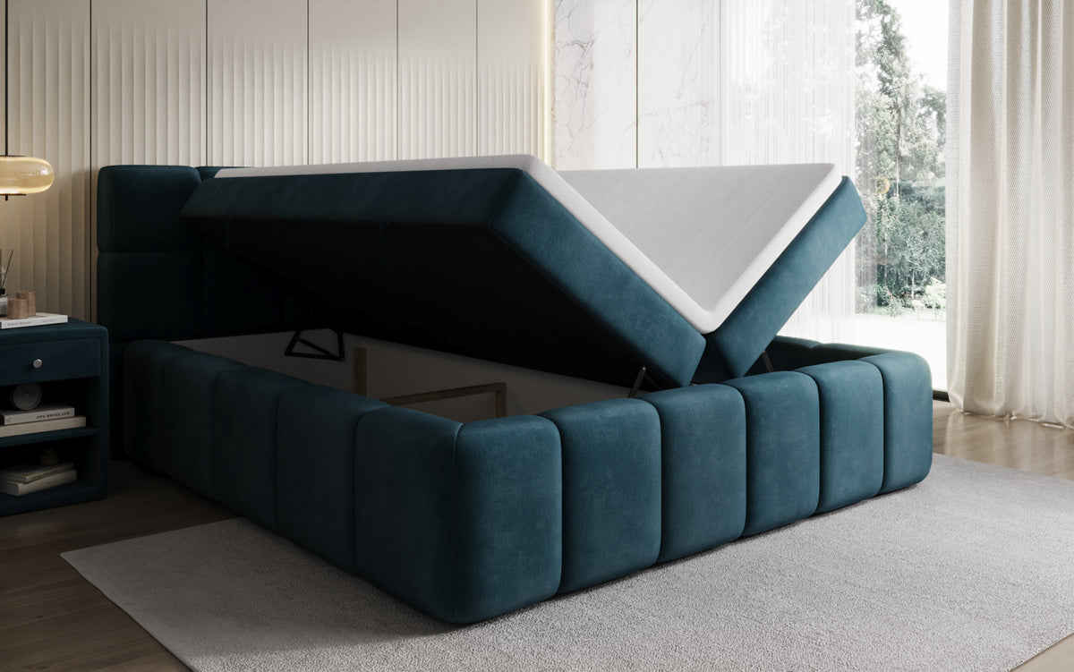Boxspringbed Bombo met opbergruimte in Fluweel