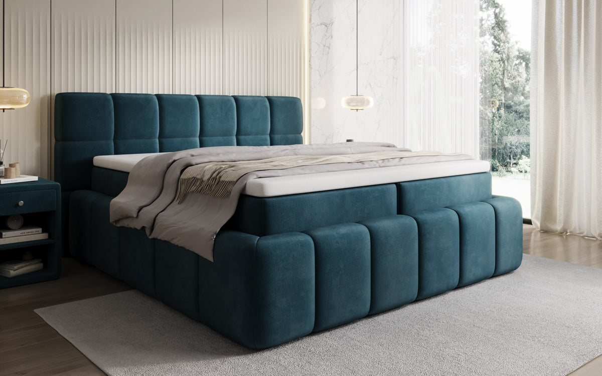 Boxspringbed Bombo met opbergruimte in Fluweel