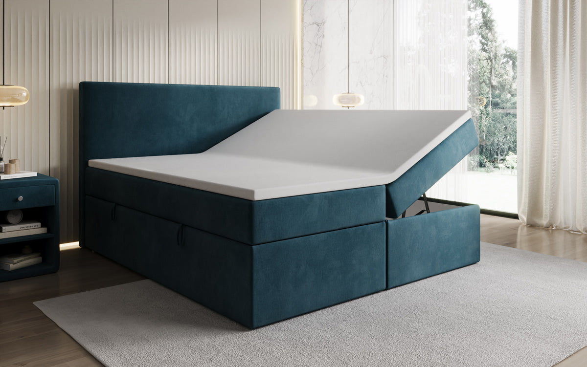 Boxspringbed Kubo met opbergruimte in Fluweel