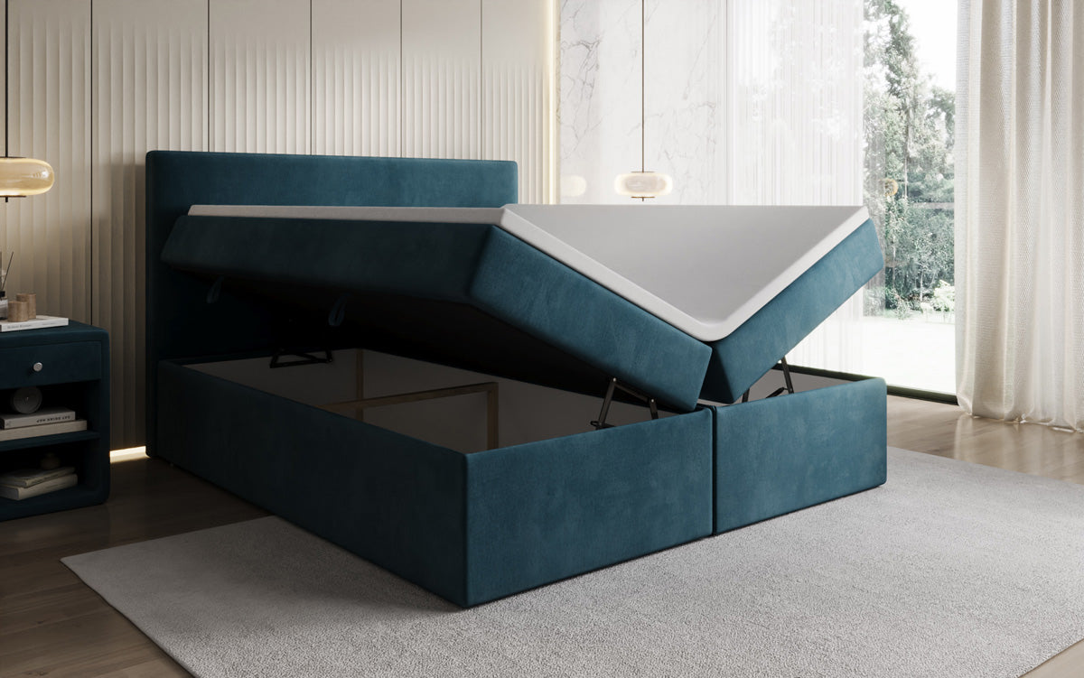 Boxspringbed Kubo met opbergruimte in Fluweel