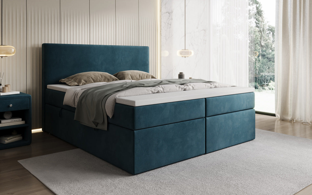 Boxspringbed Kubo met opbergruimte in Fluweel