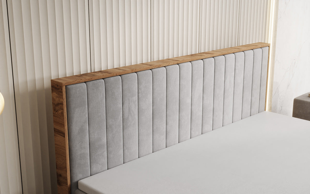Boxspringbed Timber Line met opbergruimte in Fluweel