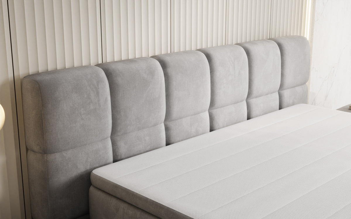 Boxspringbed Bombo met opbergruimte in Fluweel