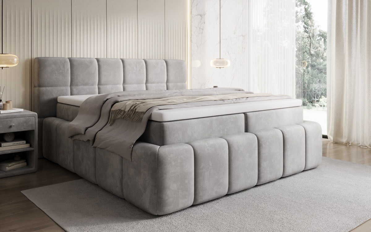 Boxspringbed Bombo met opbergruimte in Fluweel