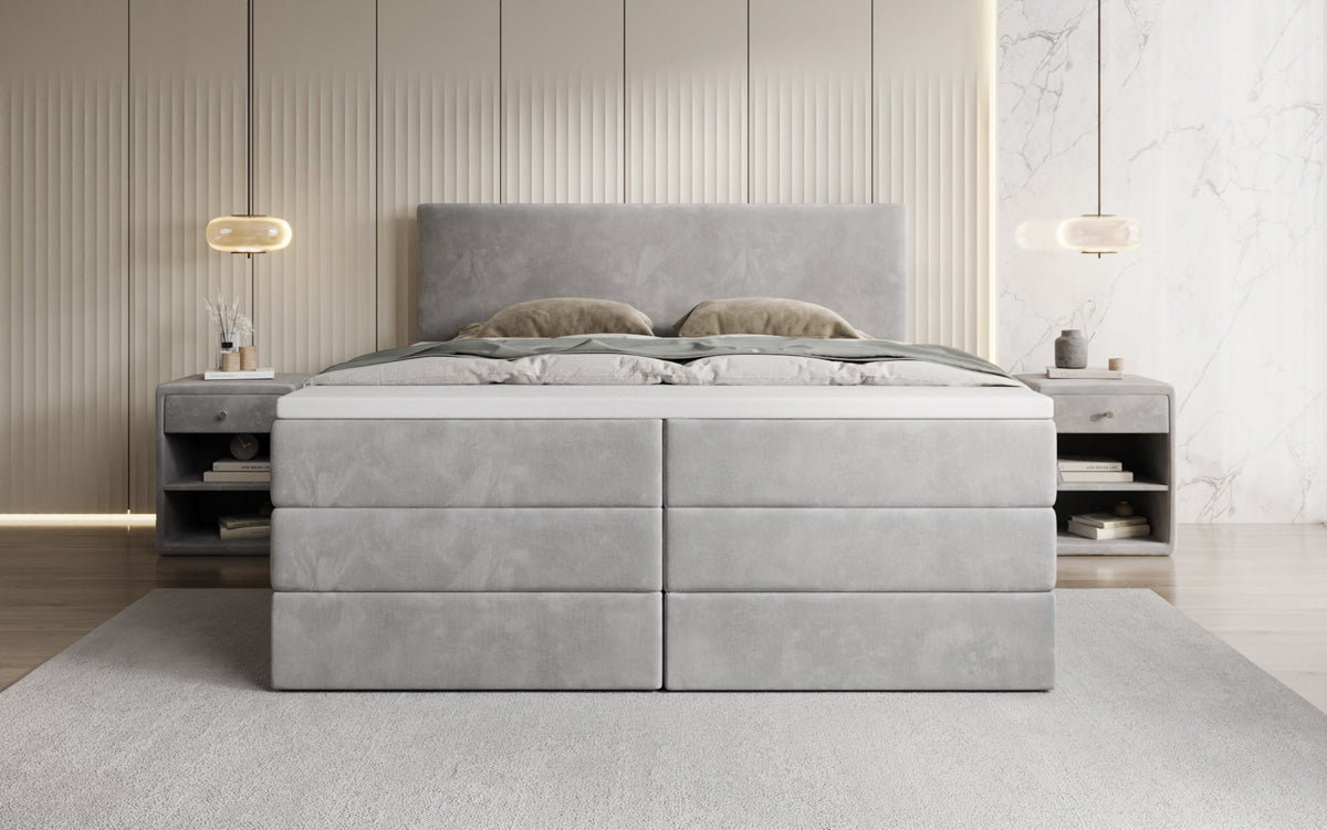 Boxspringbed Kubo King met opbergruimte in Fluweel