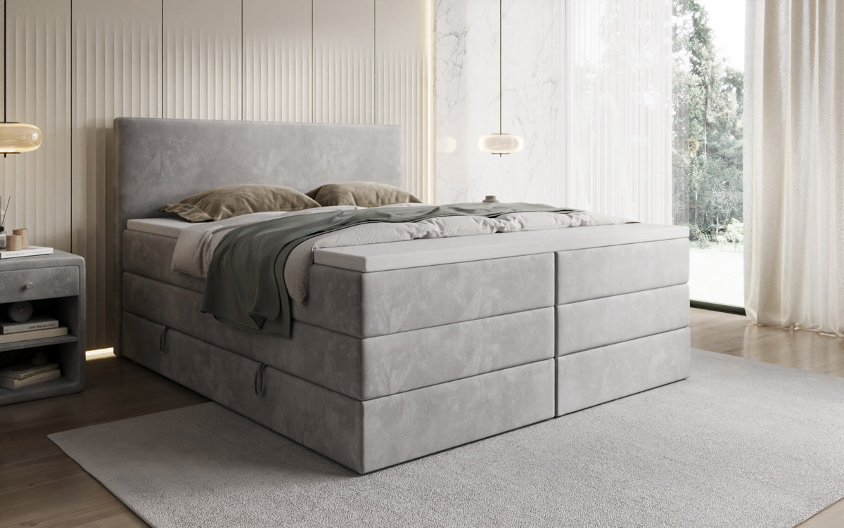 Boxspringbed Kubo King met opbergruimte in Fluweel