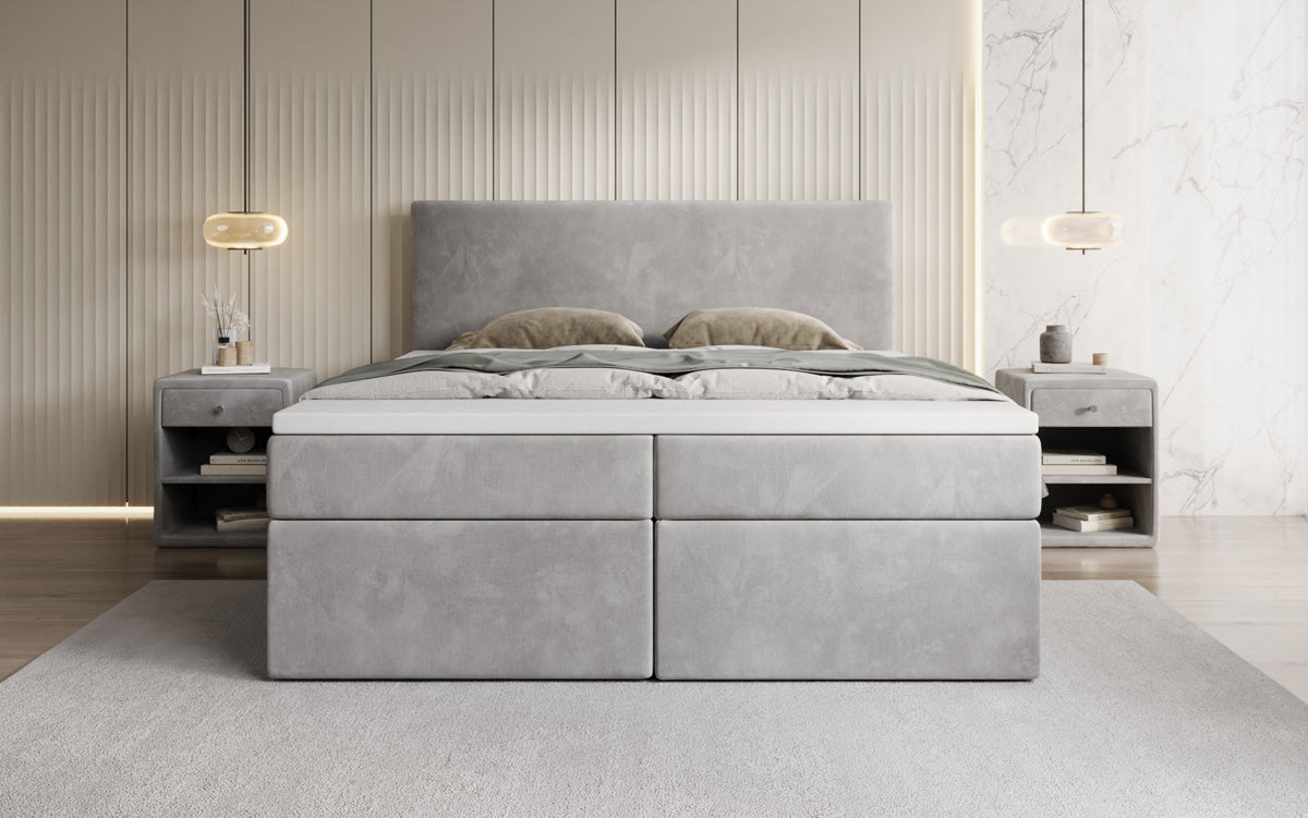 Boxspringbed Kubo met opbergruimte in Fluweel