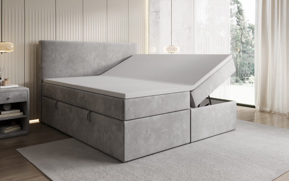 Boxspringbed Kubo met opbergruimte in Fluweel