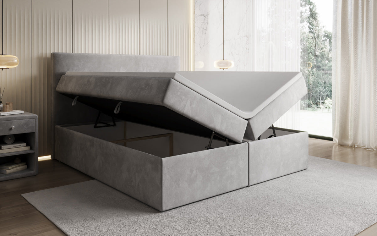 Boxspringbed Kubo met opbergruimte in Fluweel