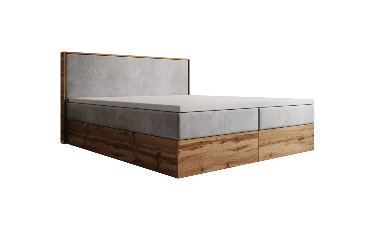 Boxspringbed Timber met opbergruimte in Fluweel