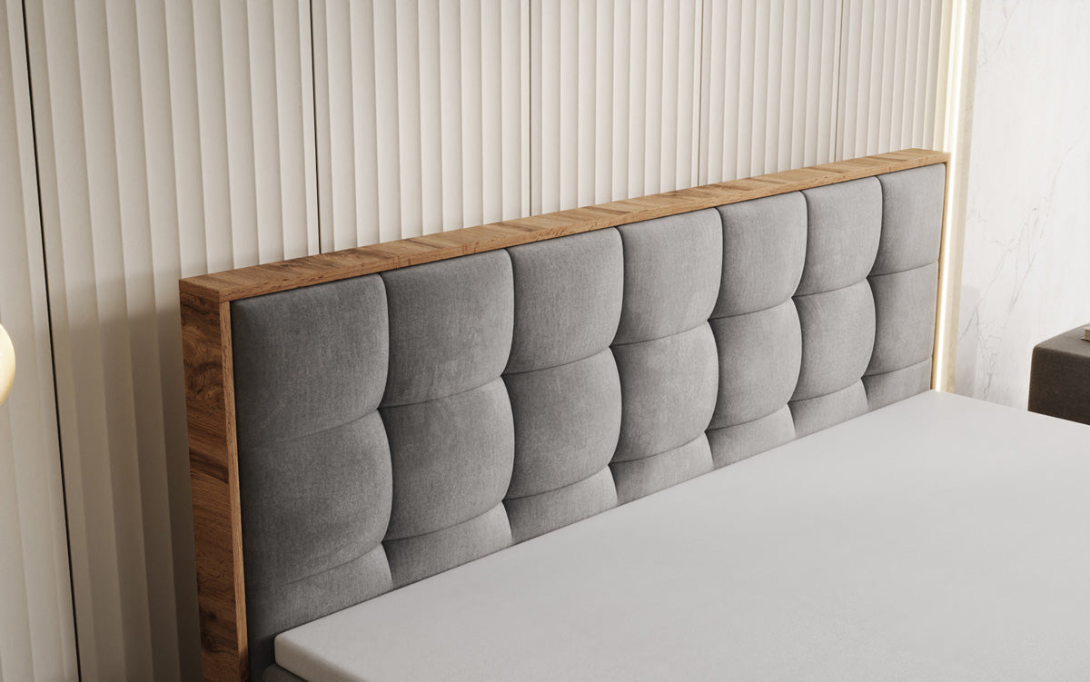 Boxspringbed Timber Quad met opbergruimte in Fluweel