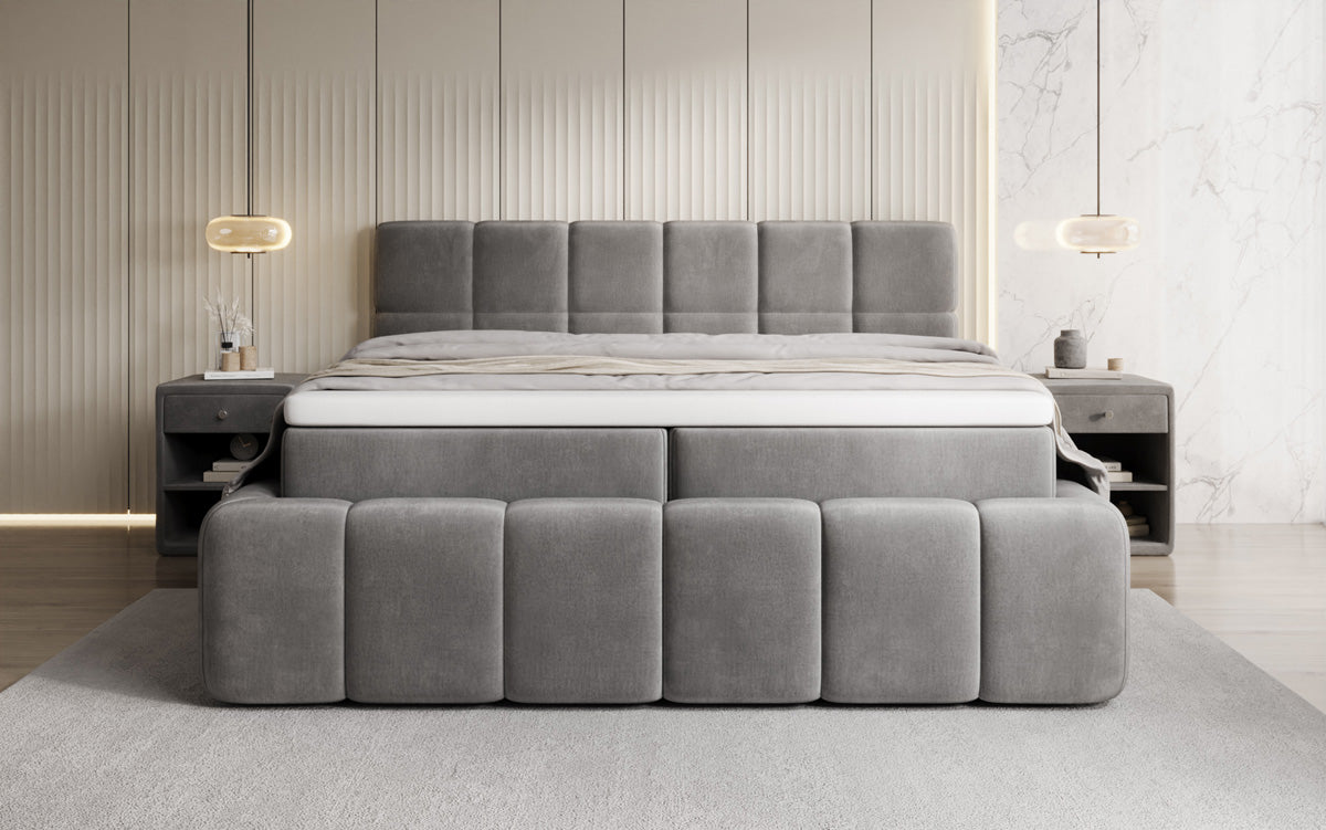 Boxspringbed Bombo met opbergruimte in Fluweel