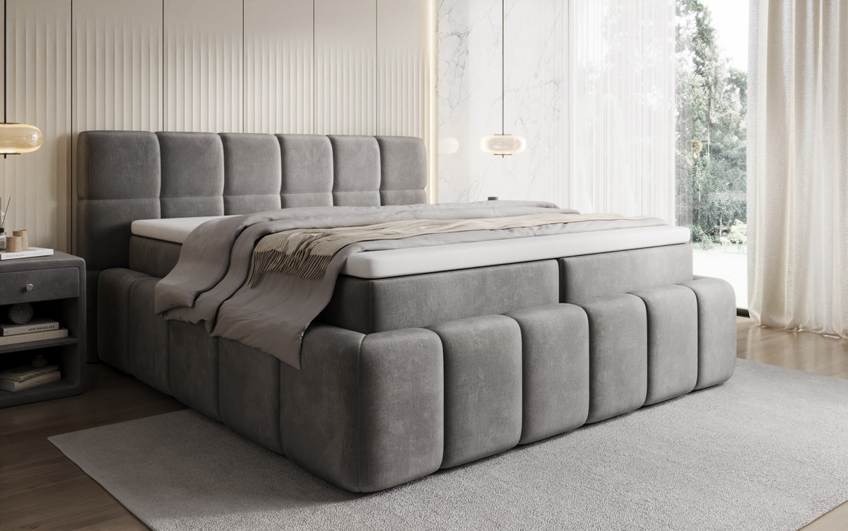 Boxspringbed Bombo met opbergruimte in Fluweel