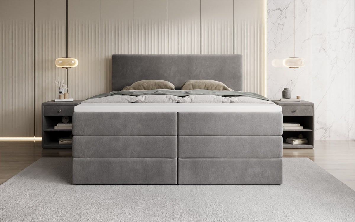 Boxspringbed Kubo King met opbergruimte in Fluweel