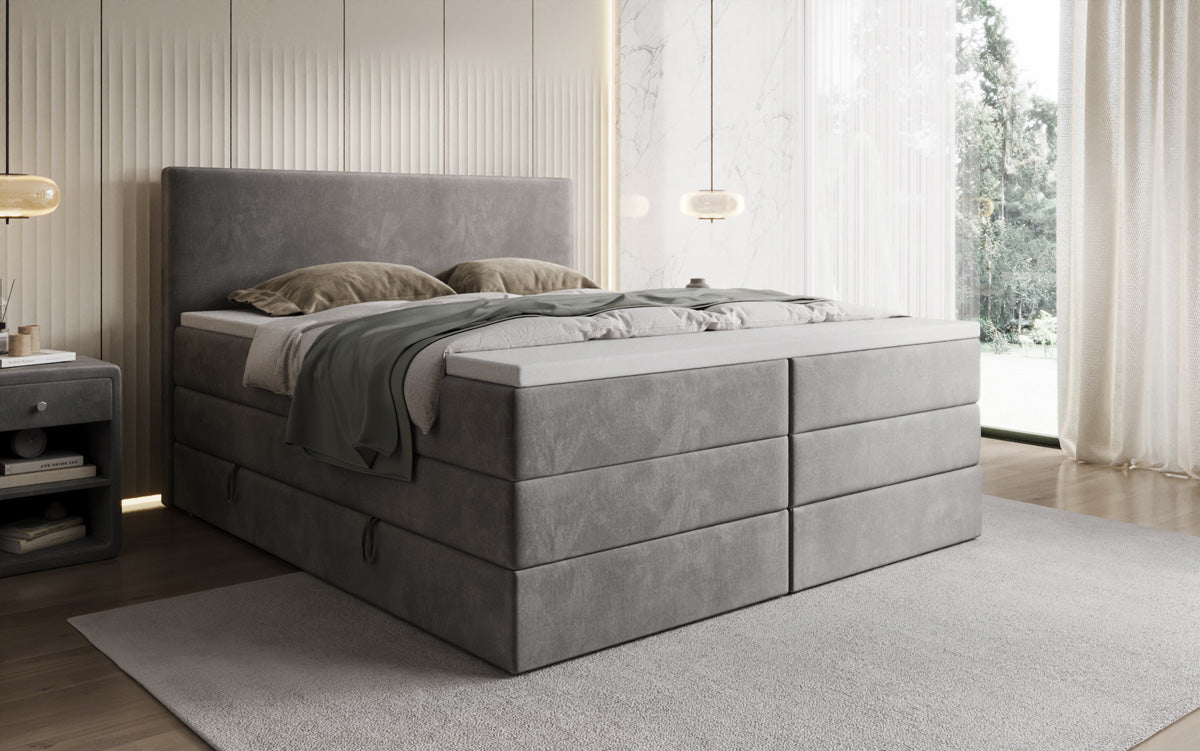 Boxspringbed Kubo King met opbergruimte in Fluweel