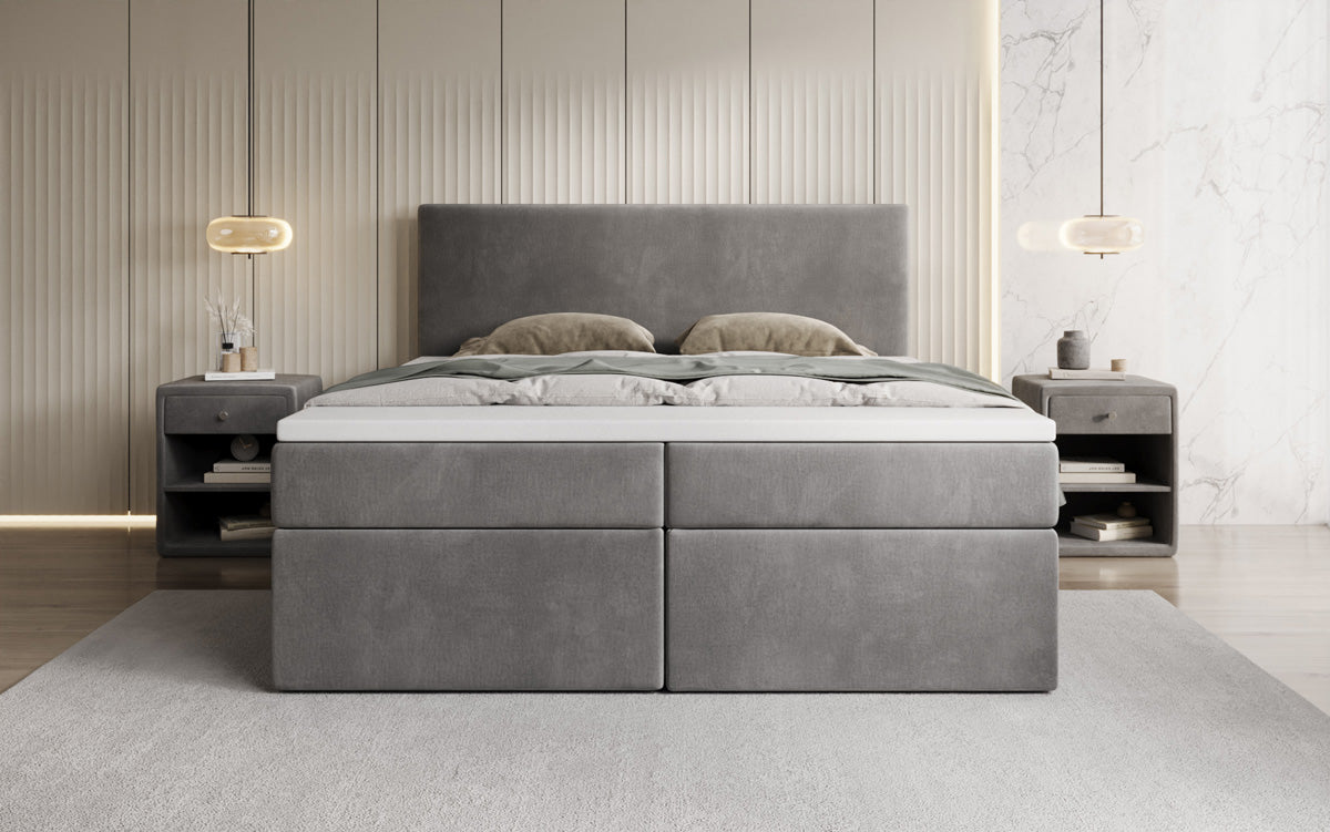 Boxspringbed Kubo met opbergruimte in Fluweel