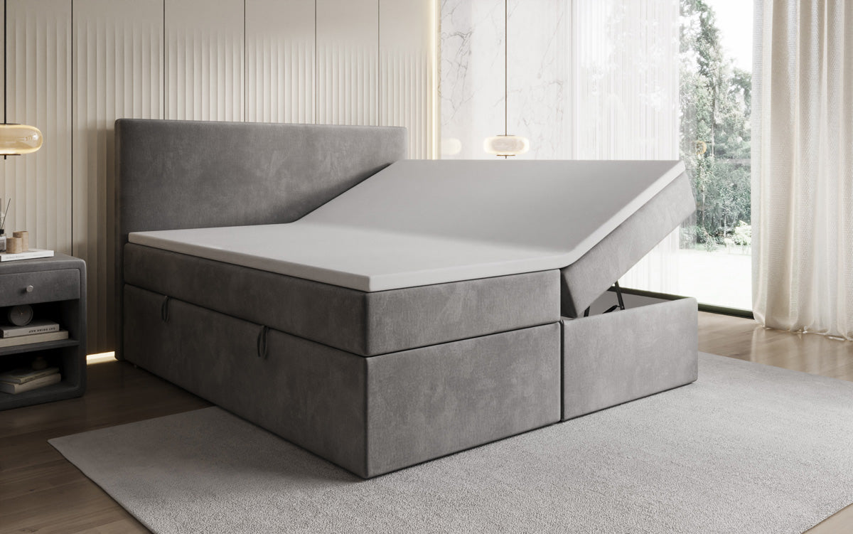 Boxspringbed Kubo met opbergruimte in Fluweel