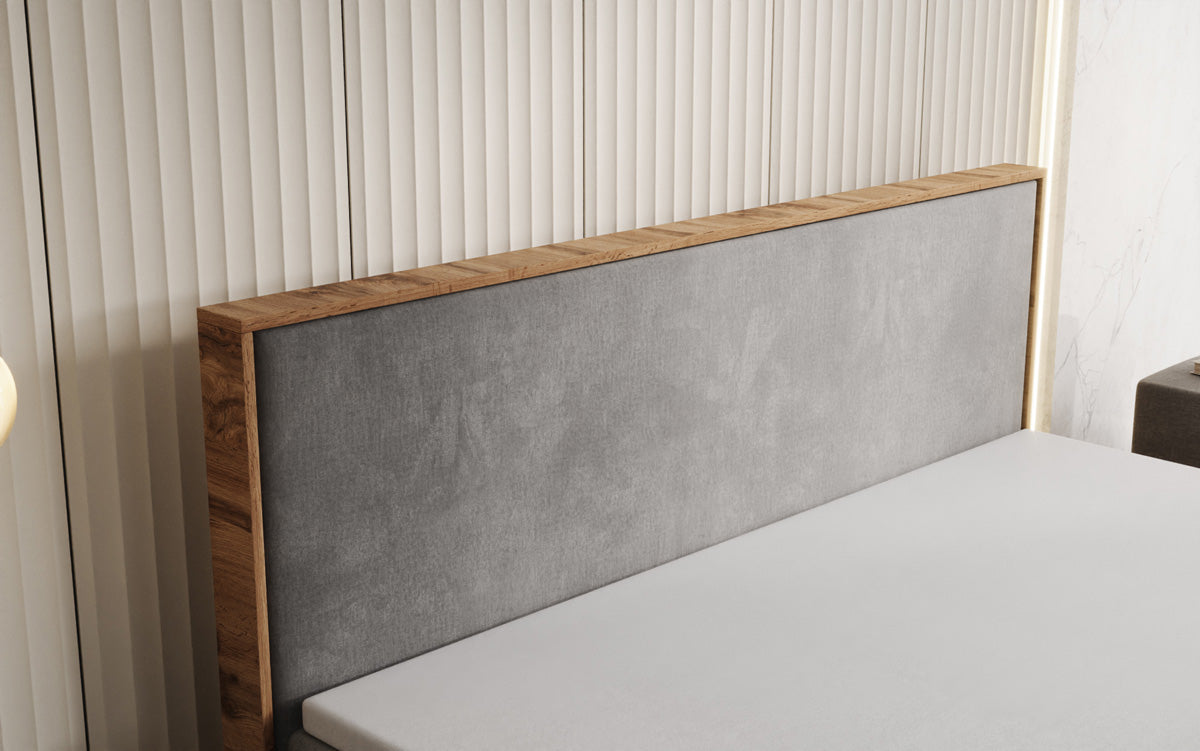 Boxspringbed Timber met opbergruimte in Fluweel
