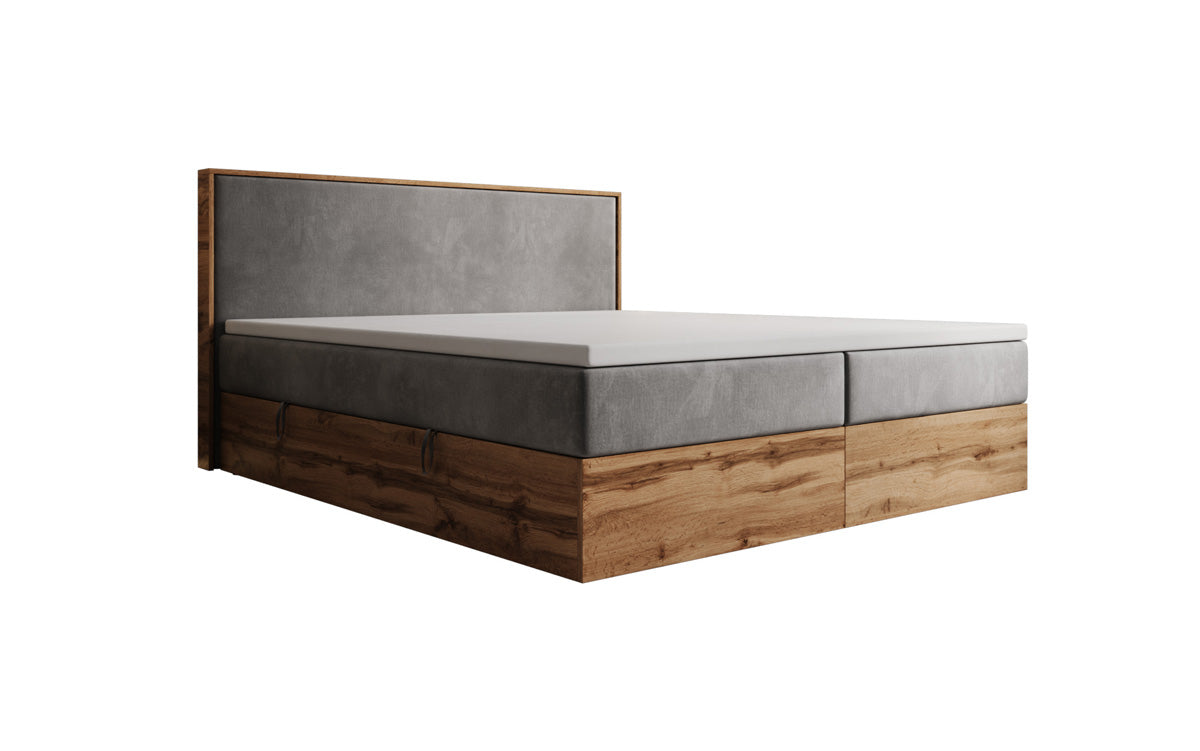 Boxspringbed Timber met opbergruimte in Fluweel