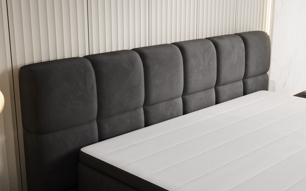 Boxspringbed Bombo met opbergruimte in Fluweel
