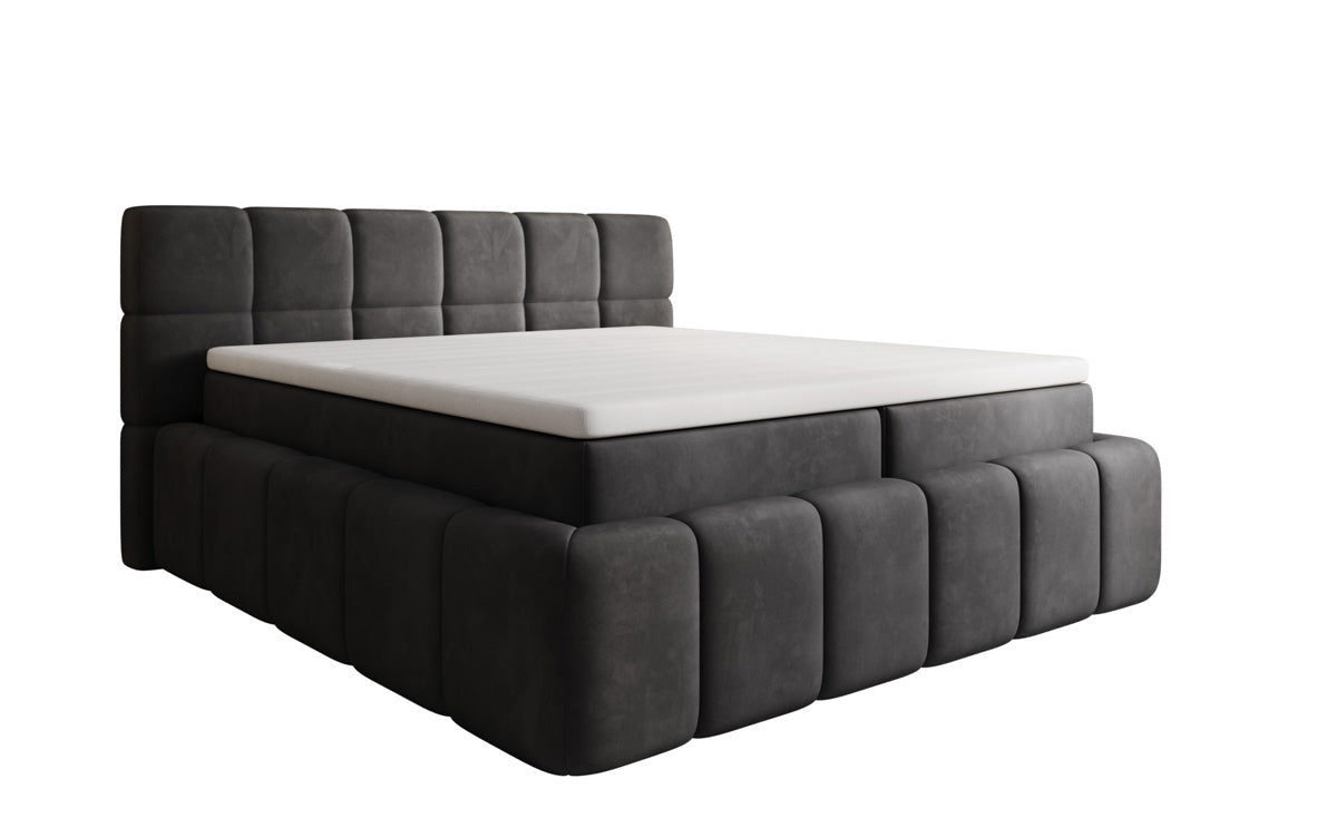 Boxspringbed Bombo met opbergruimte in Fluweel