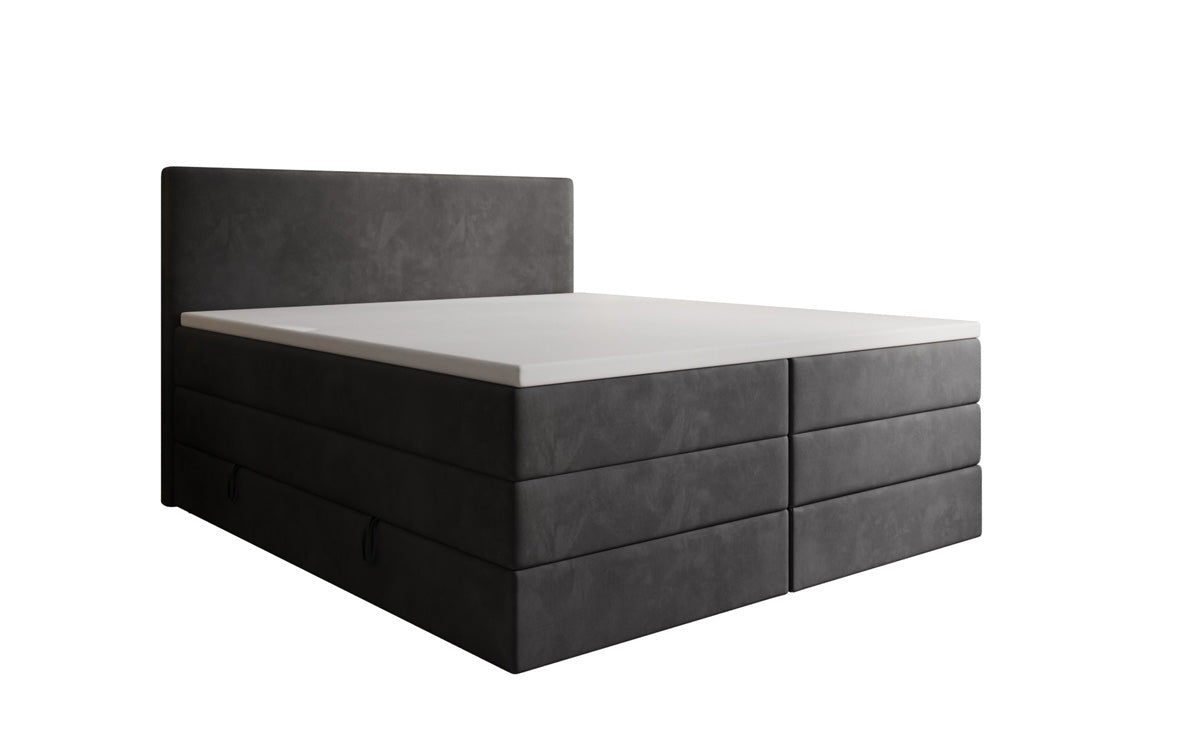 Boxspringbed Kubo King met opbergruimte in Fluweel