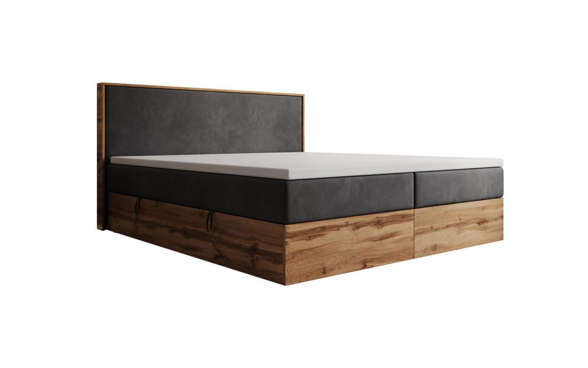 Boxspringbed Timber met opbergruimte in Fluweel