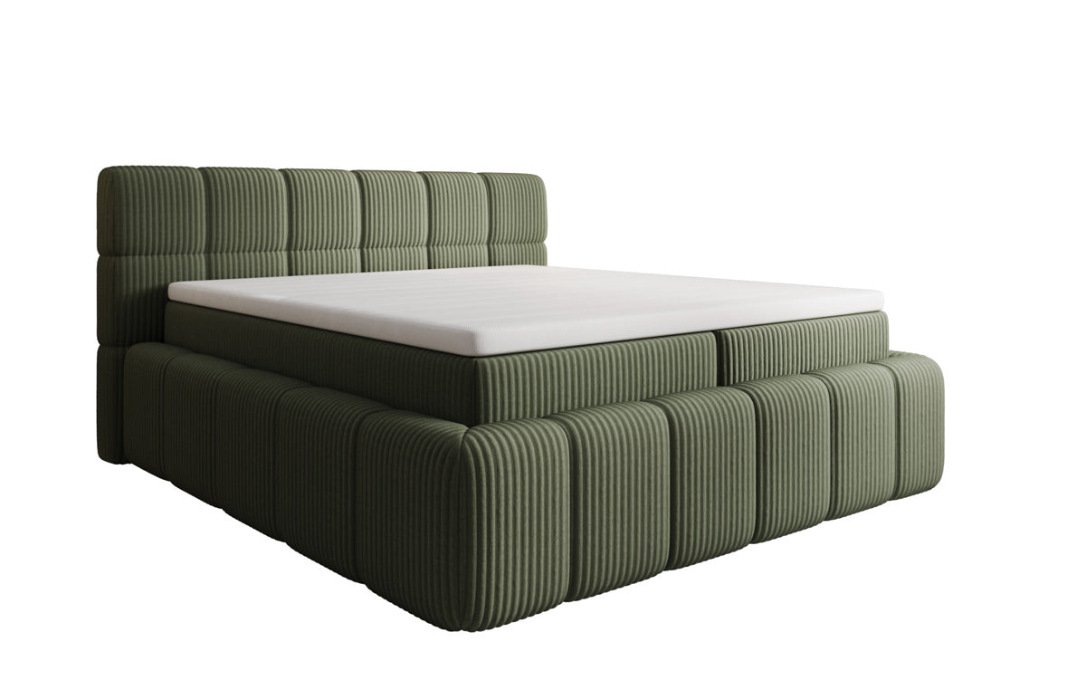 Boxspringbed Bombo in Ribstof met opbergruimte
