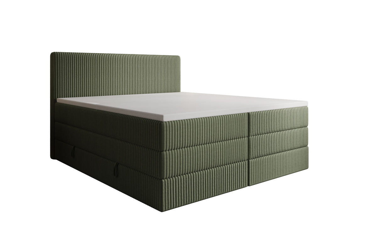 Boxspringbed Kubo King in Ribstof met opbergruimte