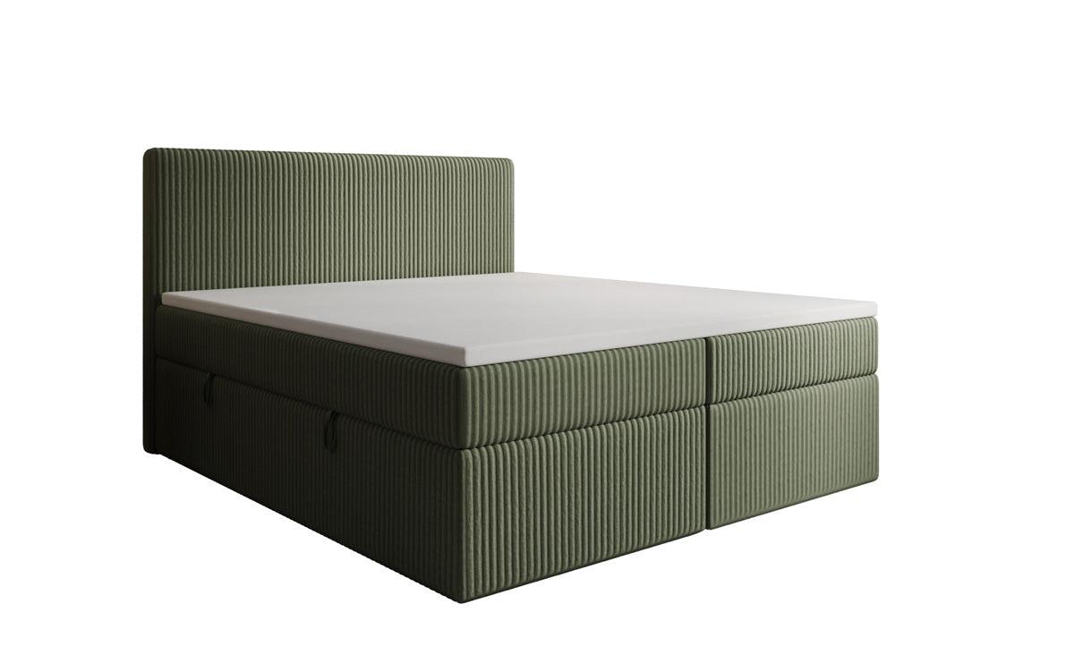 Boxspringbed Kubo in Ribstof met opbergruimte