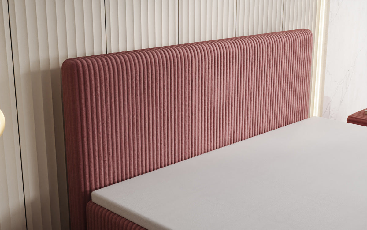 Boxspringbed Kubo in Ribstof met opbergruimte