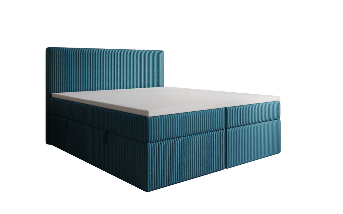 Boxspringbed Kubo in Ribstof met opbergruimte